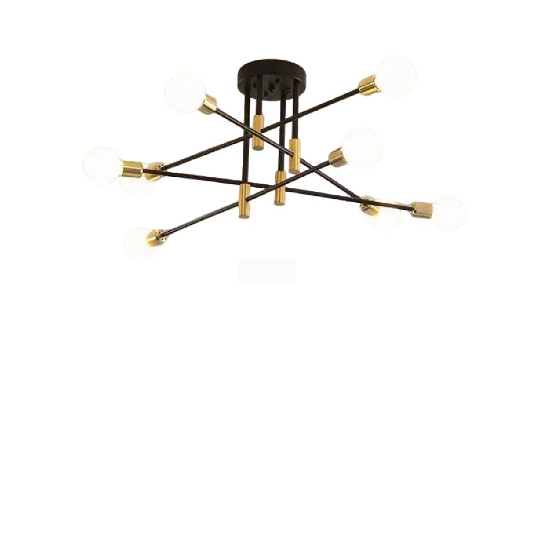 Lustra Modernist Zita 8x E27, Negru și Auriu, Design Modern