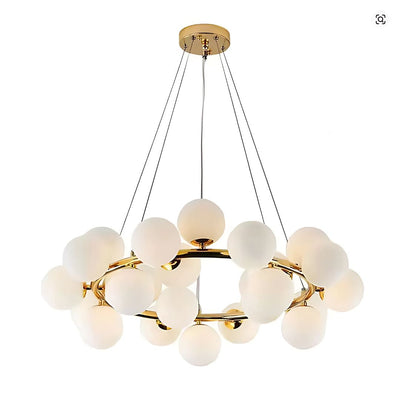 Komorový luster LOFT, 25x G9, biele zlato, kov, nastaviteľná výška, moderný