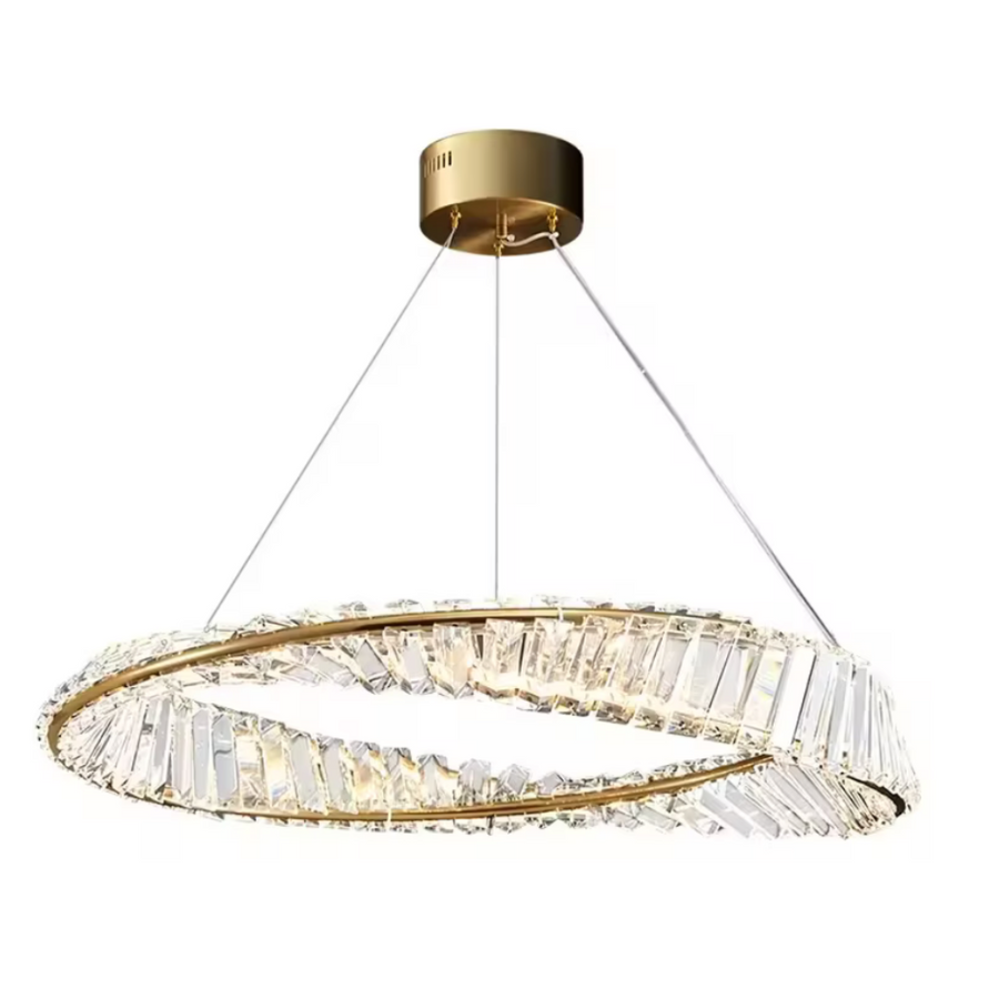 LED luster s diaľkovým ovládaním a krištáľovým LUIGI, 35W, studené/teplé/neutrálne svetlo, stmievateľné, zlaté