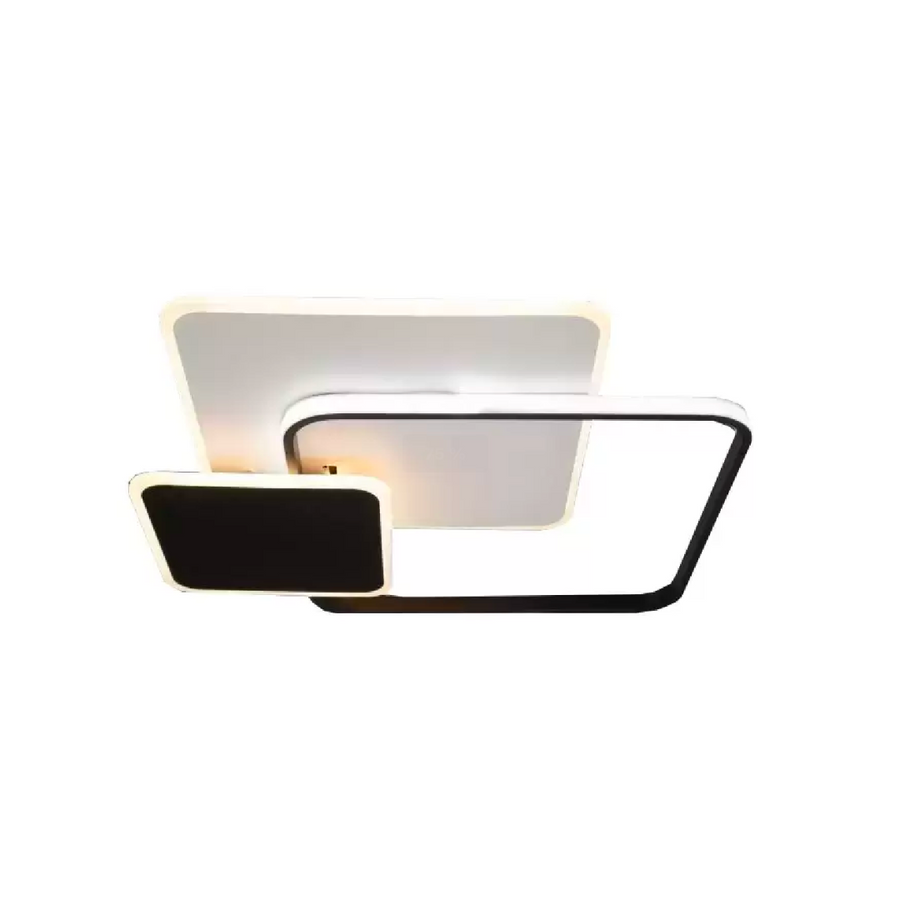 LED luster s diaľkovým ovládaním ANEMONA 75W, 3 štvorce, studené/teplé/neutrálne svetlo, stmievateľné, čierny