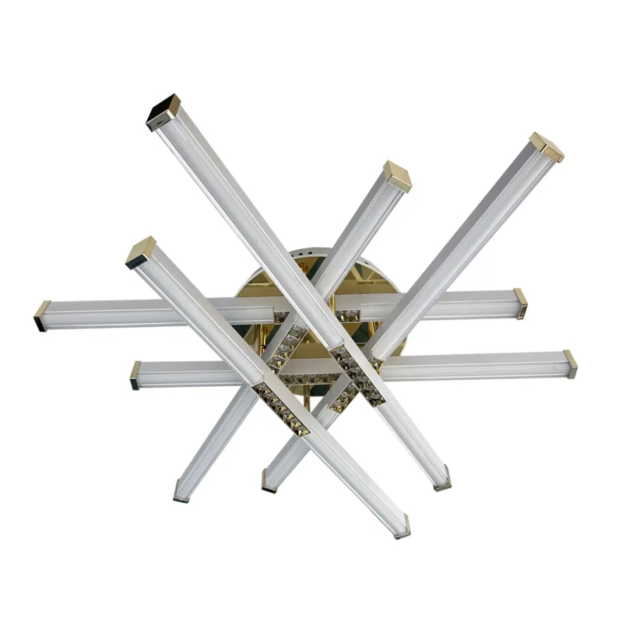 LED luster s diaľkovým ovládaním MAKOTO 144W, 6 prvkov, lineárne, studené/teplé/neutrálne svetlo, stmievateľné, zlatá biela