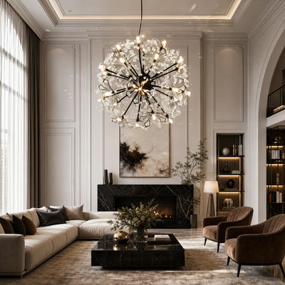PETERHOF Krištáľový luster Elegance, Ø50cm, 18x G4, Priemer 49cm, Čierny