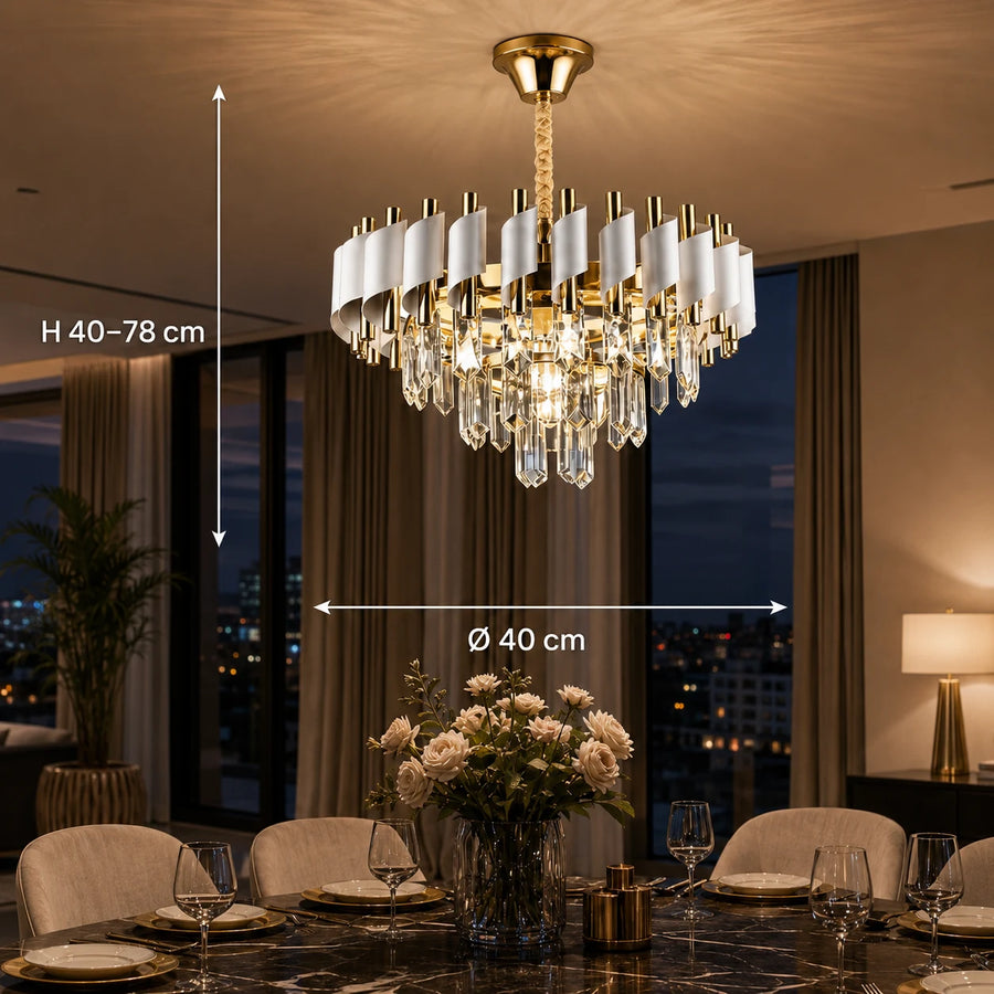 Candelabru Cristal VERSAILLES Nobile 5xE14, Diametru 40cm, Auriu Lucios si Alb - 01_CC900-400WH.png
