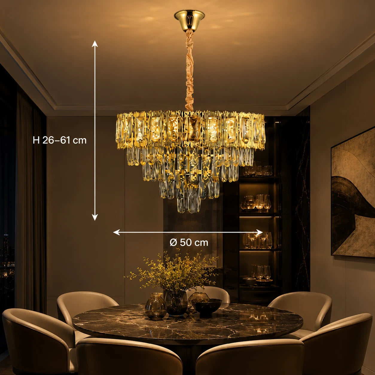 Candelabru Cristal BELVEDERE Eleganza 8xE14, Diametru 50cm, Auriu Lucios, Inaltime Reglabila - 01_CC912-500GD.png