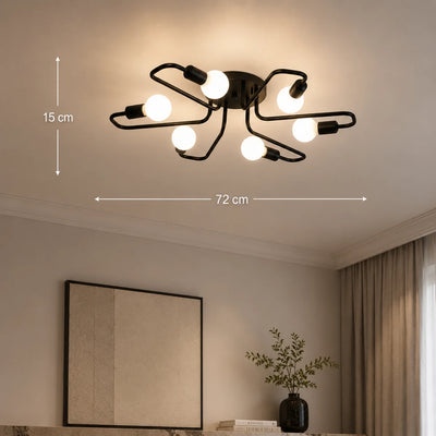 Modernistický luster Hexa 6, 6x E27, čierny, moderný dizajn