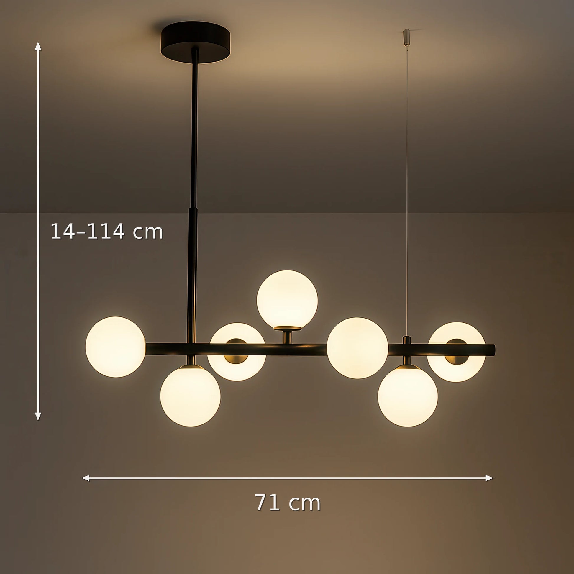 Lustra cu bec moderna LOFT Pavilion, 7x G9, Negru, Metal, Inaltime Reglabila - 01_LC800-7BK.png