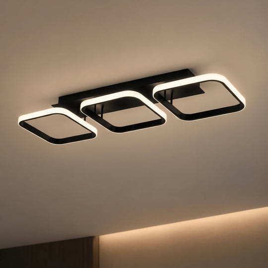 LED luster VERTEX 34W, 3 štvorcové, lineárny, studené/teplé/neutrálne svetlo, čierny