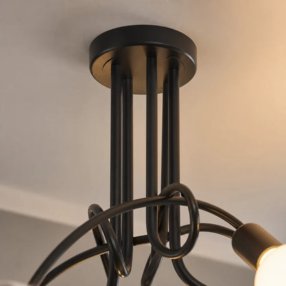 Lustra Modernist Penta 5, 5x E27, Negru, Design Modern - 02_LC366-5BK.png