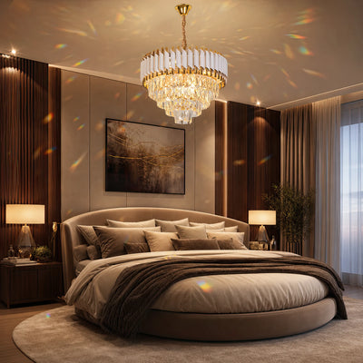 VERSAILLES Elegance krištáľový luster 8x E14, priemer 50 cm, lesklý zlato-biely, nastaviteľná výška