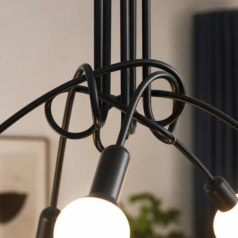 Lustra Modernist Penta 5, 5x E27, Negru, Design Modern - 04_LC366-5BK.png