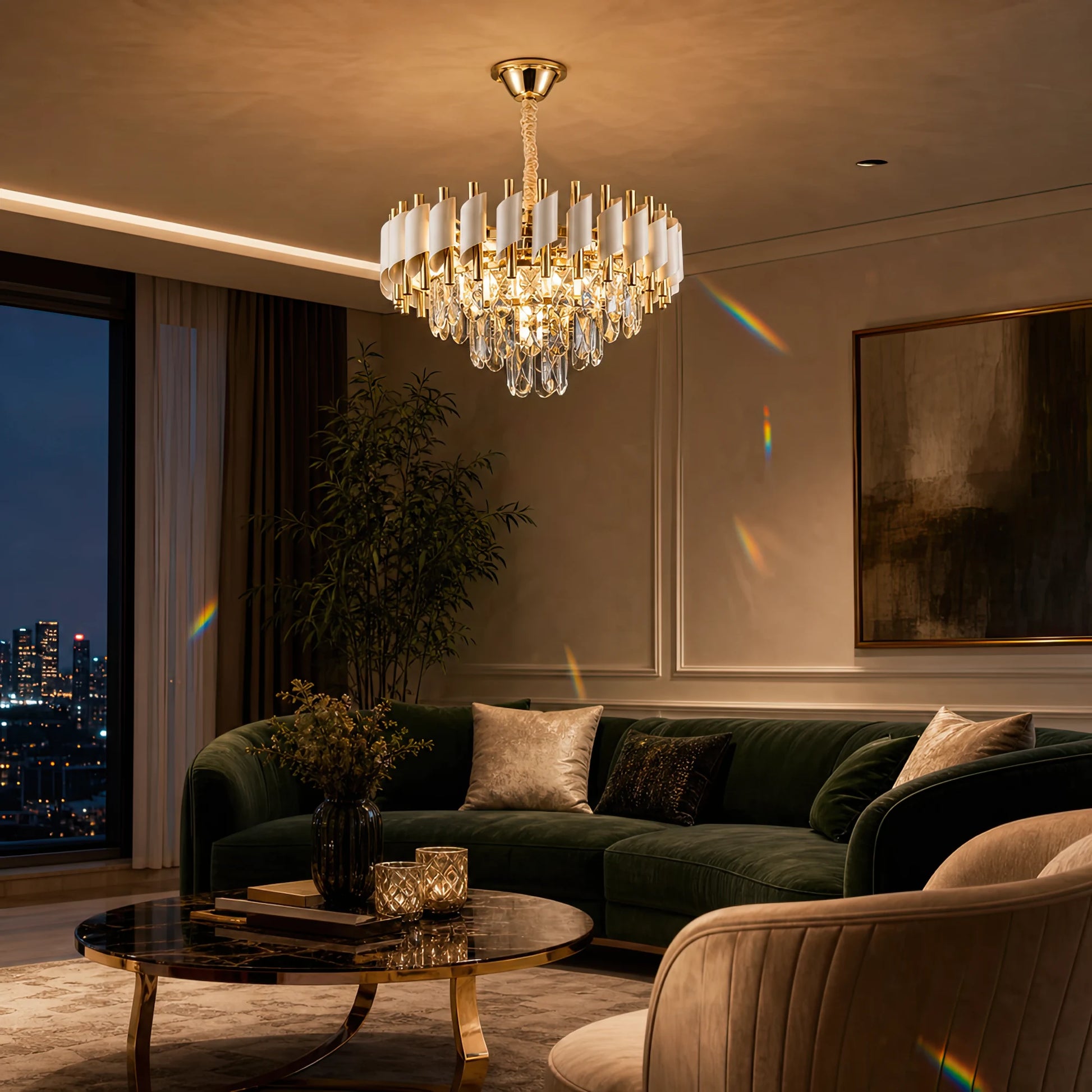 Candelabru Cristal VERSAILLES Nobile 5xE14, Diametru 40cm, Auriu Lucios si Alb - 06_CC900-400WH.png