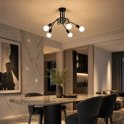 Lustra Modernist Penta 5, 5x E27, Negru, Design Modern - 08_LC366-5BK.png