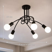 Lustra Modernist Penta 5, 5x E27, Negru, Design Modern - 10_LC366-5BK.png