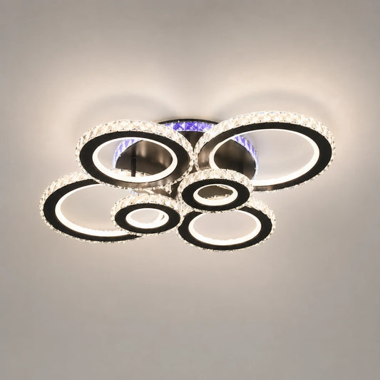 Lustra LED cu telecomanda si cristal NOVA ROTONDA RGB 145W, 6 Cercuri, lumina Rece/Calda/Neutra, Dimabila, Negru - 10_LT073-6BK.png
