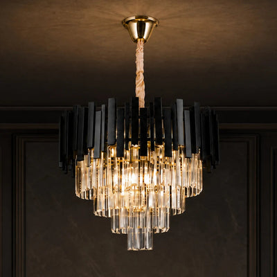 Krištáľový luster BLOIS Eleganza 8xE14, priemer 49 cm, čierny, nastaviteľná výška