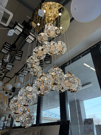 Krištáľový LED luster KILKENNY Culmino, 144W, neutrálne svetlo, priemer 60 cm, zlatý