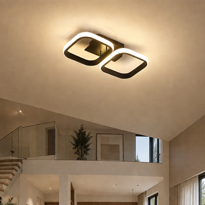 LED luster VERTEX 21W, 2 štvorcové, lineárny, studené/teplé/neutrálne svetlo, čierny