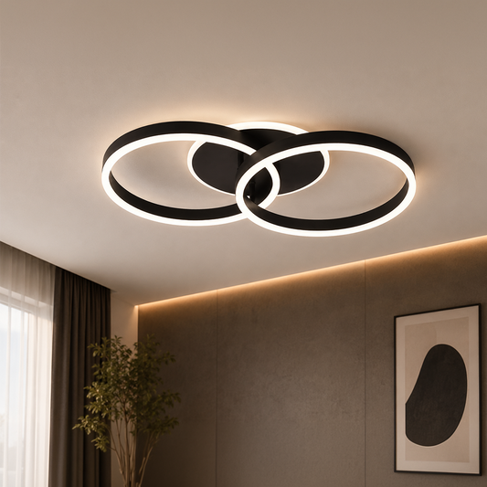 LED luster s diaľkovým ovládaním RIGA LILITH 34W, 2 kruhy, studené/teplé/neutrálne svetlo, stmievateľné, čierny