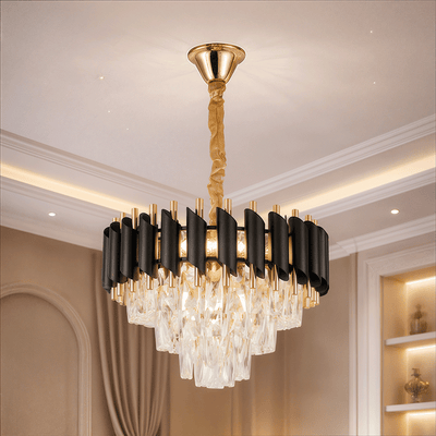 Nobile VERSAILLES krištáľový luster 5xE14, priemer 40 cm, lesklý zlatý a čierny