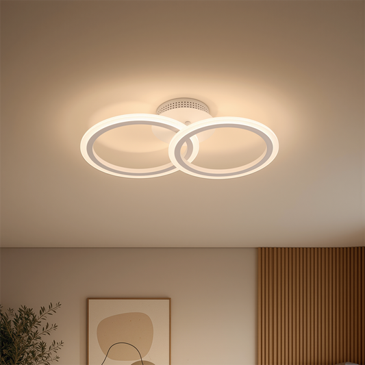 LED luster s diaľkovým ovládaním BETTY 27W, 2 kruhy, studené/teplé/neutrálne svetlo, stmievateľné, biela