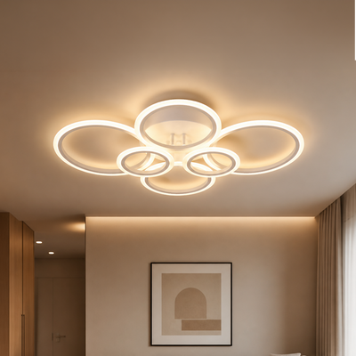 LED luster s diaľkovým ovládaním BETTY 82W, 6 kruhov, studené/teplé/neutrálne svetlo, stmievateľné, biela