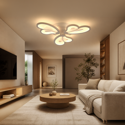 LED luster s diaľkovým ovládaním BLOSSOM 43W, 3 okvetné lístky, studené/teplé/neutrálne svetlo, stmievateľné, biela