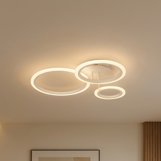 LED luster s diaľkovým ovládaním BETTY 40W, 3 kruhy, studené/teplé/neutrálne svetlo, stmievateľné, biele, kovové a akrylové LED lustre s diaľkovým ovládaním Predvolený názov Alessandro Design