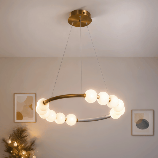 Nova 57W akrylový LED závesný luster s diaľkovým ovládaním, stmievateľný, 3000K/4000K/6000K, zlato, kov a akryl