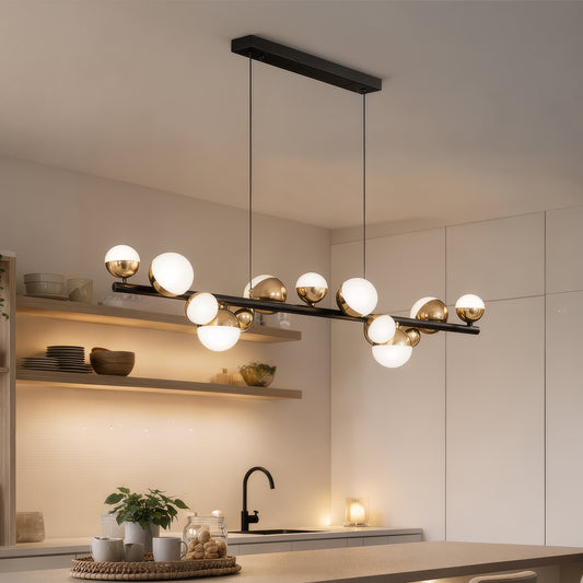 Aurion 29W akrylový LED závesný luster s diaľkovým ovládaním, stmievateľný, čierne zlato, kov a akryl