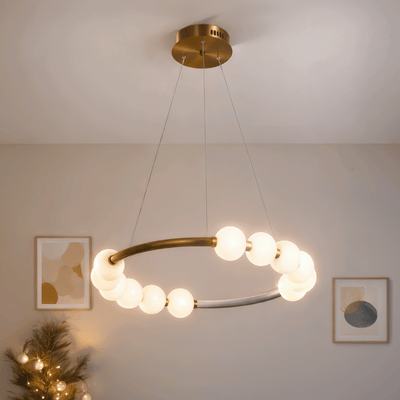 Nova 57W akrylový LED závesný luster s diaľkovým ovládaním, stmievateľný, 3000K/4000K/6000K, zlato, kov a akryl