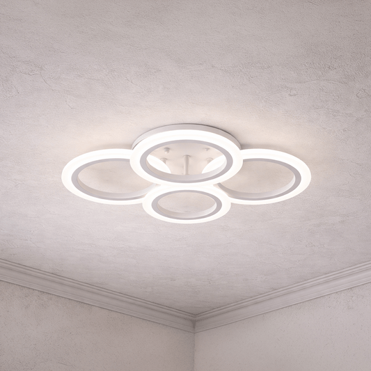 LED luster s diaľkovým ovládaním BETTY 43W, 4 kruhy, studené/teplé/neutrálne svetlo, stmievateľné, biela