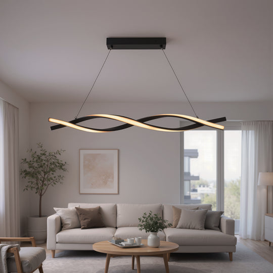 Závesný LED luster s diaľkovým ovládaním, FLUX, 27W, 116cm, studené/teplé/neutrálne svetlo 3000K/4000K/6000K, stmievateľné, čierny, nastaviteľná výška, kovové a silikónové moderné lustre Predvolený názov Dizajn Alessandro