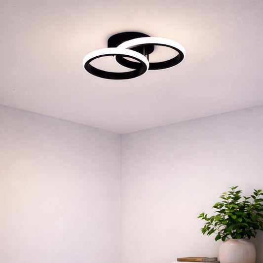 LED luster VERTEX CIRCULA 21W, 2 kruhy, kovové rámy, studené/teplé/neutrálne svetlo 3000K/4000K/6000K, čierny, kov