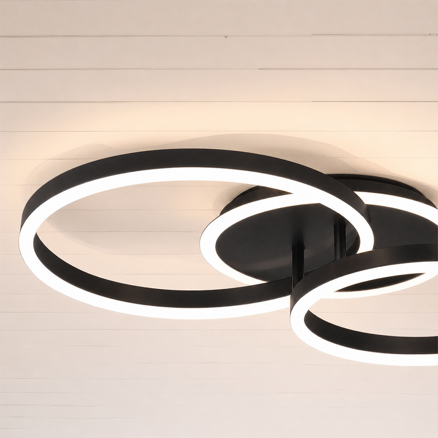 LED luster s diaľkovým ovládaním RINOVA 66W, 2 kruhy, studené/teplé/neutrálne svetlo, stmievateľné, čierny