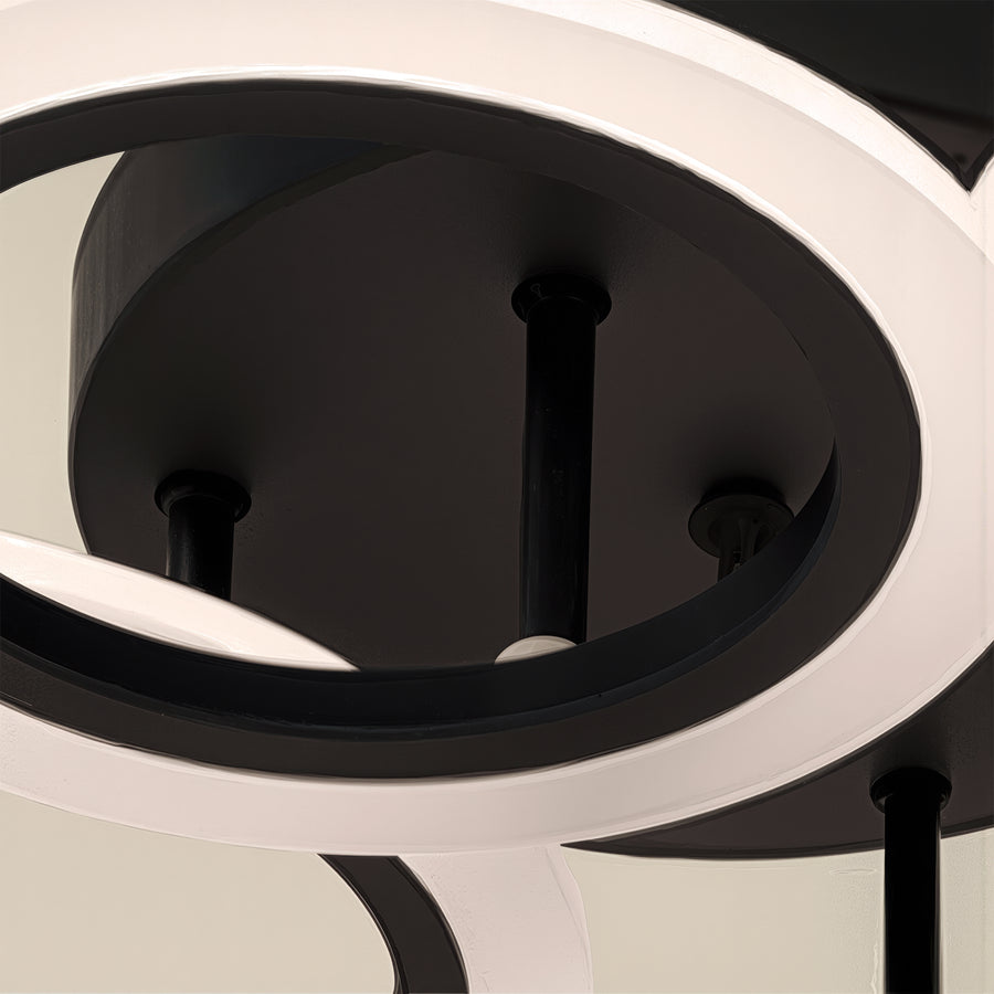 LED luster s diaľkovým ovládaním BETTY 44W, 4 kruhy, studené/teplé/neutrálne svetlo, stmievateľné, čierny