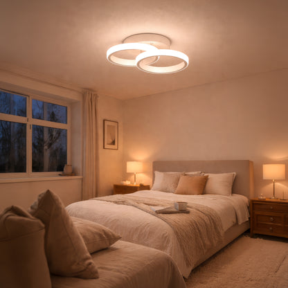 LED luster VERTEX CIRCULA 21W, 2 kruhy, kovové rámy, studené/teplé/neutrálne svetlo, biela