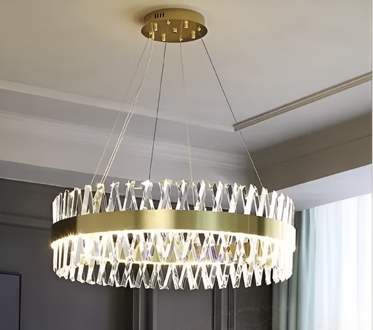 CASERTA LED luster s diaľkovým ovládaním, 68W, Stmievateľný, 3000K/4000K/6000K, Priemer 60cm, Zlatý