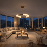 Nova 57W akrylový LED závesný luster s diaľkovým ovládaním, stmievateľný, 3000K/4000K/6000K, zlato, kov a akryl