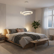 LED luster LT188WH, krištáľ a kov, 40W, stmievateľný, nastaviteľná výška, studené/teplé/neutrálne svetlo, luxusné osvetlenie