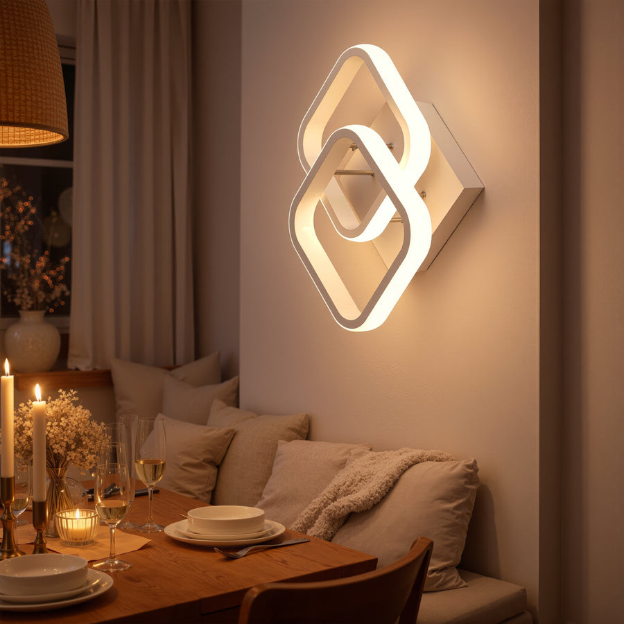 VERTEX Matrix LED luster, prekrývajúce sa diamanty, kovové rámy, 11W, 2 diamanty, studené/teplé/neutrálne svetlo 3000K/4000K/6000K, biely