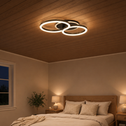 LED luster s diaľkovým ovládaním RINOVA 66W, 2 kruhy, studené/teplé/neutrálne svetlo, stmievateľné, čierny