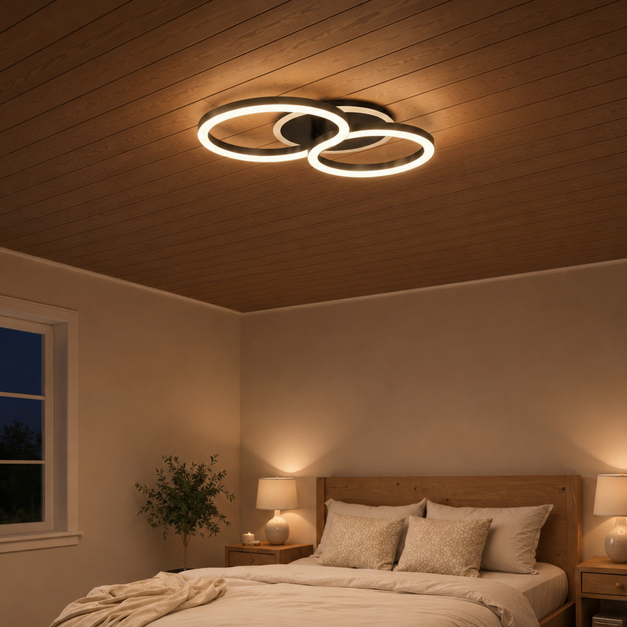 LED luster s diaľkovým ovládaním RINOVA 66W, 2 kruhy, studené/teplé/neutrálne svetlo, stmievateľné, čierny