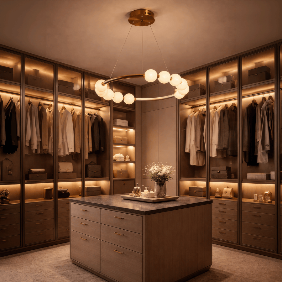 Nova 57W akrylový LED závesný luster s diaľkovým ovládaním, stmievateľný, 3000K/4000K/6000K, zlato, kov a akryl