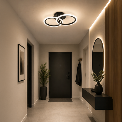 LED luster s diaľkovým ovládaním BETTY 27W, 2 kruhy, studené/teplé/neutrálne svetlo, stmievateľné, čierny