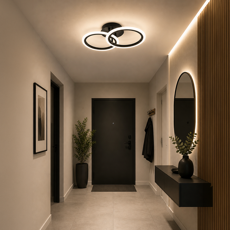 LED luster s diaľkovým ovládaním BETTY 27W, 2 kruhy, studené/teplé/neutrálne svetlo, stmievateľné, čierny