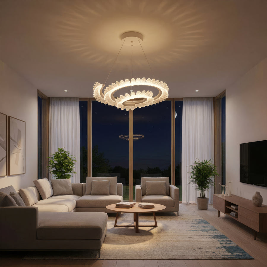 LED luster LT188WH, krištáľ a kov, 40W, stmievateľný, nastaviteľná výška, studené/teplé/neutrálne svetlo, luxusné osvetlenie