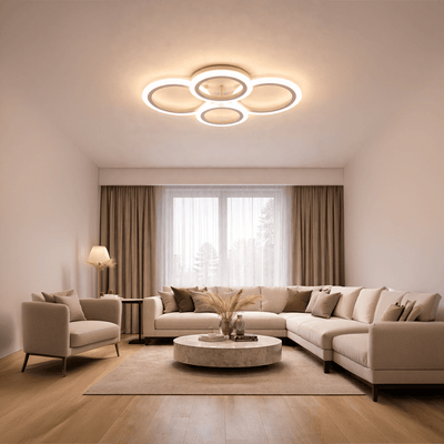 LED luster s diaľkovým ovládaním BETTY 43W, 4 kruhy, studené/teplé/neutrálne svetlo, stmievateľné, biela