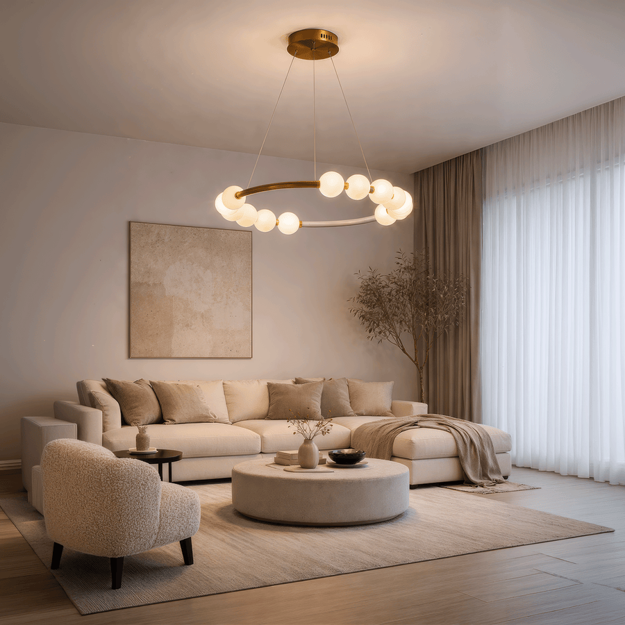 Nova 57W akrylový LED závesný luster s diaľkovým ovládaním, stmievateľný, 3000K/4000K/6000K, zlato, kov a akryl