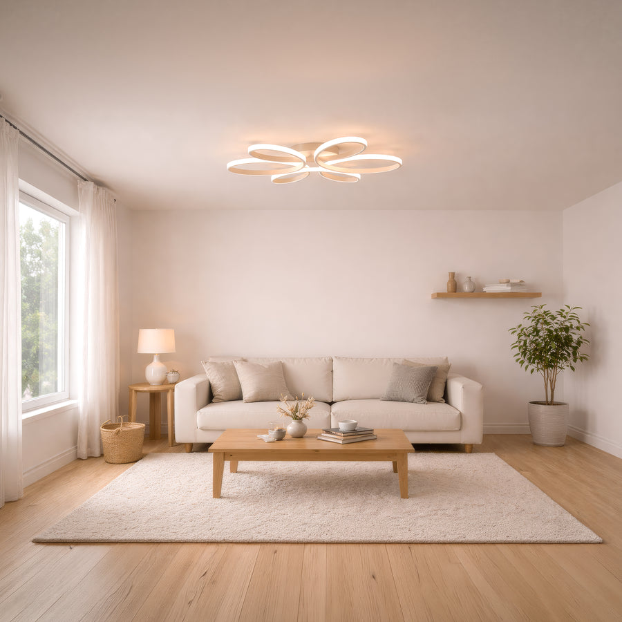LED luster s diaľkovým ovládaním ELIZA, 63W, studené/teplé/neutrálne svetlo, stmievateľné, biela