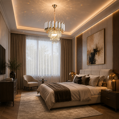 Krištáľový luster VERSAILLES Petito 3xE14, priemer 30 cm, lesklá zlatá a biela, nastaviteľná výška, kov a krištáľ